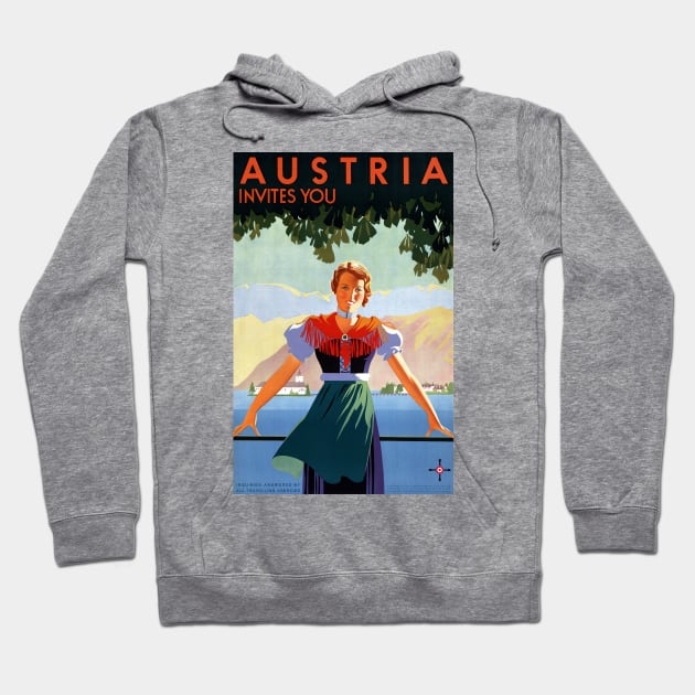 Vintage Travel Poster Austria Invites You Hoodie by vintagetreasure